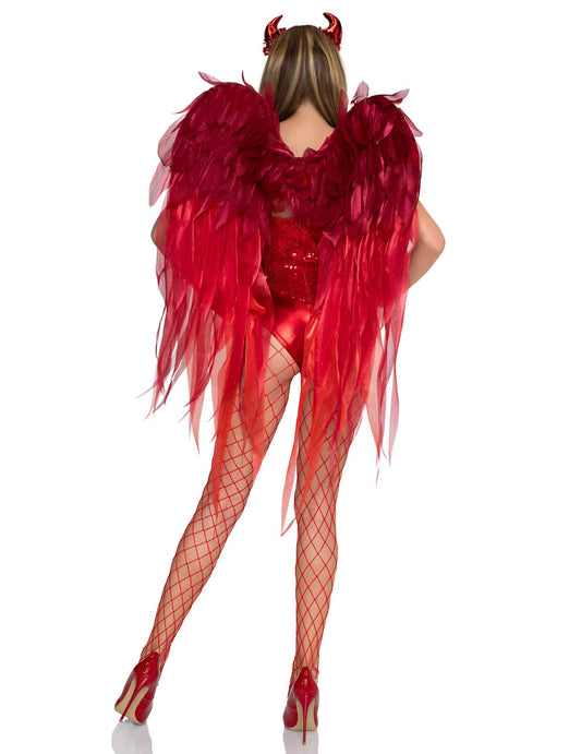 Set rote Teufelsflügel und Haarreif Deluxe für Erwachsene