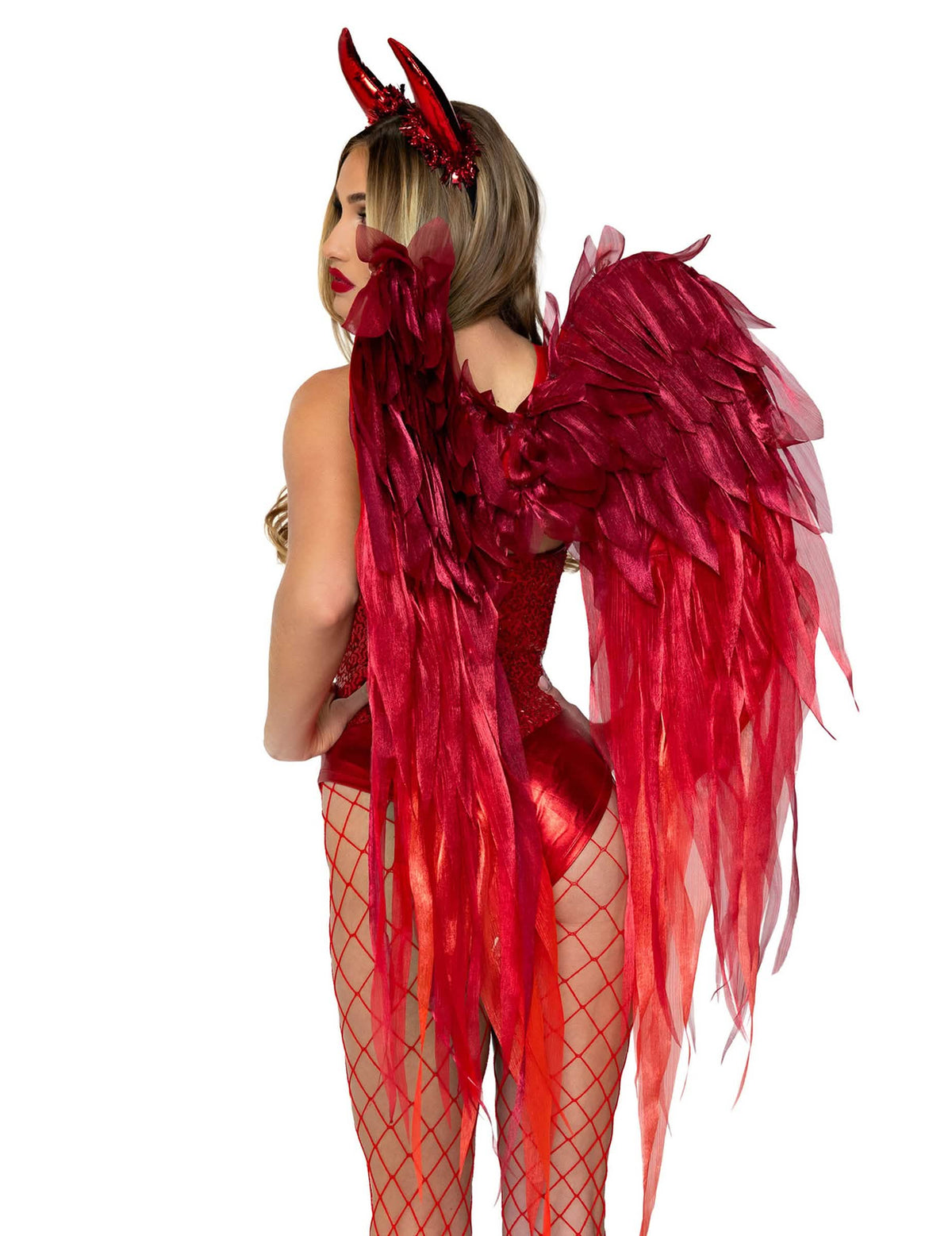 Set rote Teufelsflügel und Haarreif Deluxe für Erwachsene