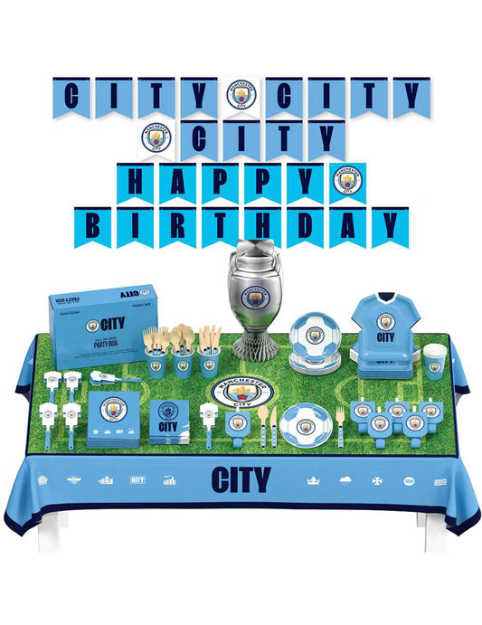 Manchester City FC Komplett-Set für Fußball-Geburtstage 75 Teile