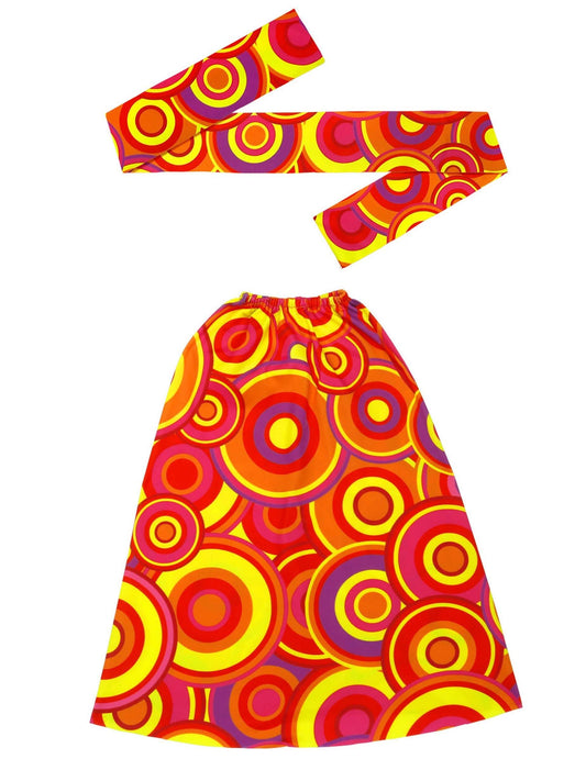 Bandeau et jambière à plat du kit bandeau et jambières années 70 orange bubbles