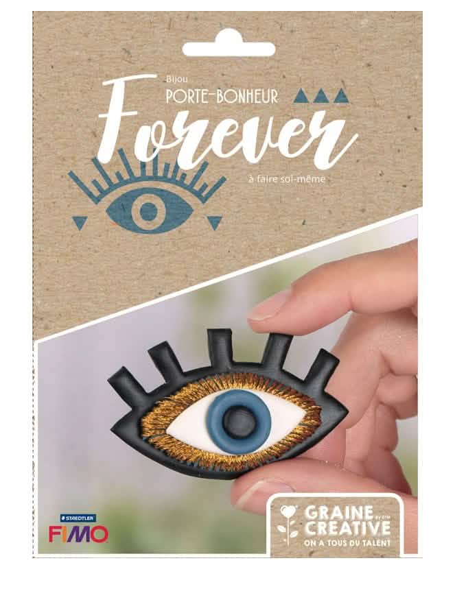 Kit Schmuck Glücksbringer Broschen in Augenform für Erwachsene und Kinder Schwarz Blau und Farbe Gold