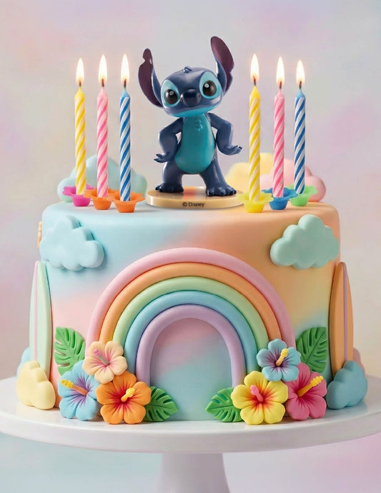 Stitch™ Figuren-Set aus PVC mit Kerzen