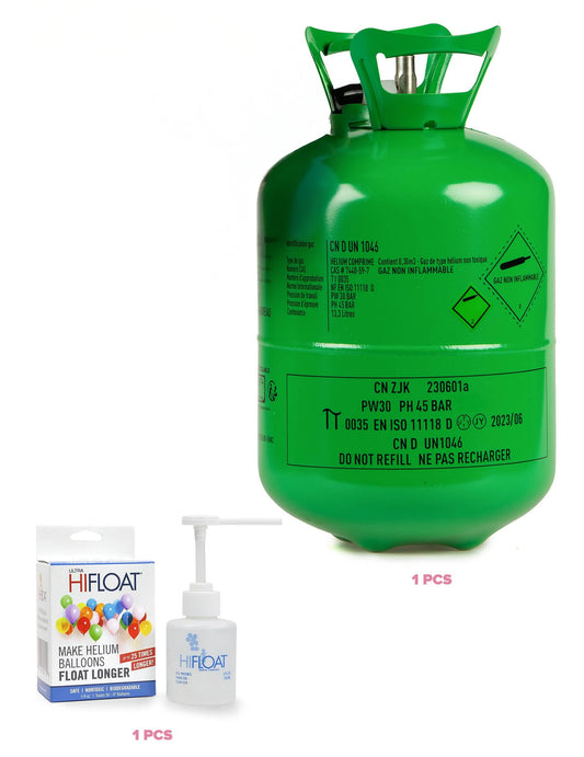 Set mit großer Heliumflasche für bis zu 50 Ballons mit Hi-Float