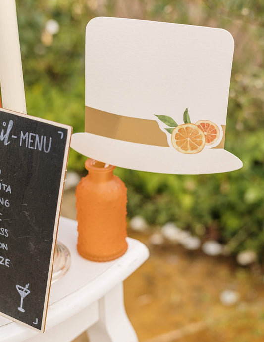 Photobooth-Kit Fizz Zitruspapier in Creme, Orange und Gold für festliche Accessoires