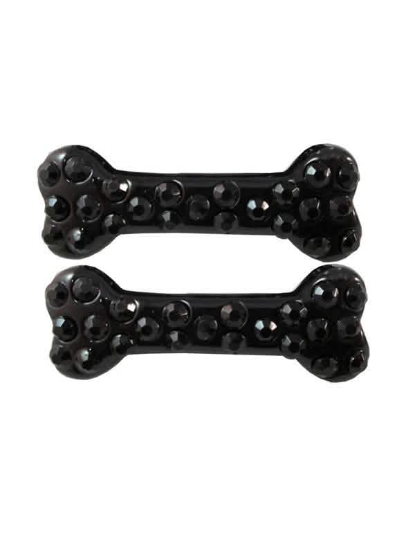 Lot de barrettes à cheveux os gothiques pour femme noir avec strass