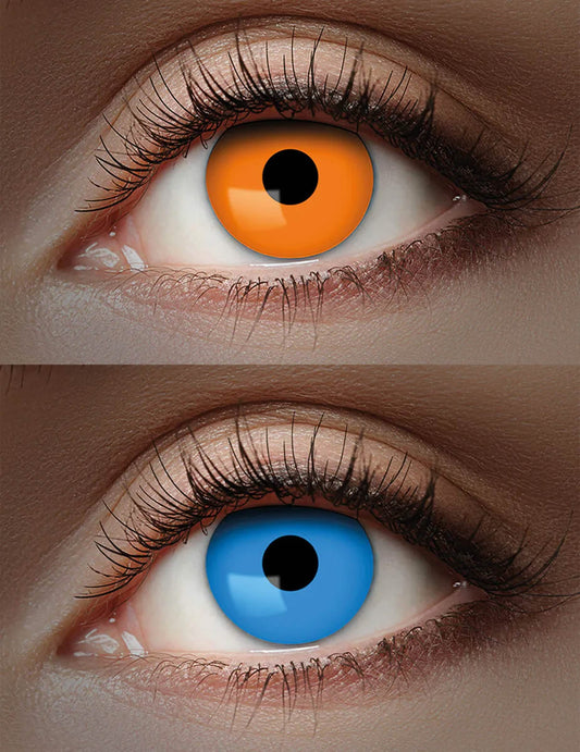 1-Monats-Kontaktlinsen Duo Orange und Blau Erwachsene