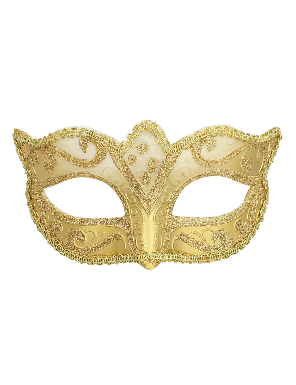 Detail der venezianischen Damen-Gesichtsmaske Gold glitzernd