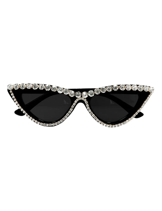 Vue de face des lunettes glamour à strass pour adulte