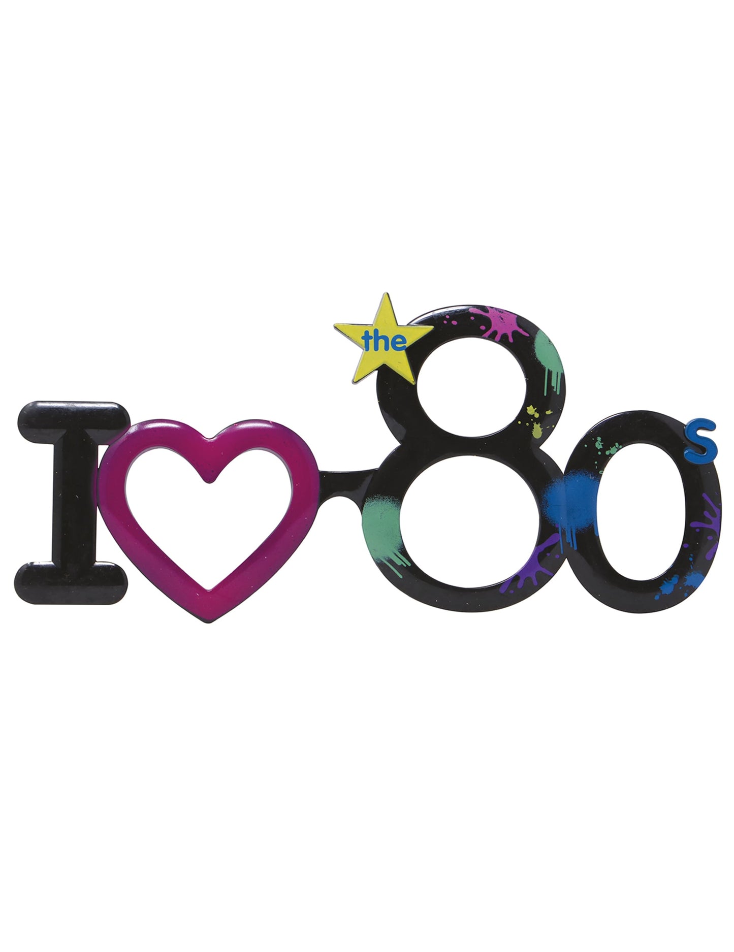 Vue de face des lunettes I love 80's pour adulte