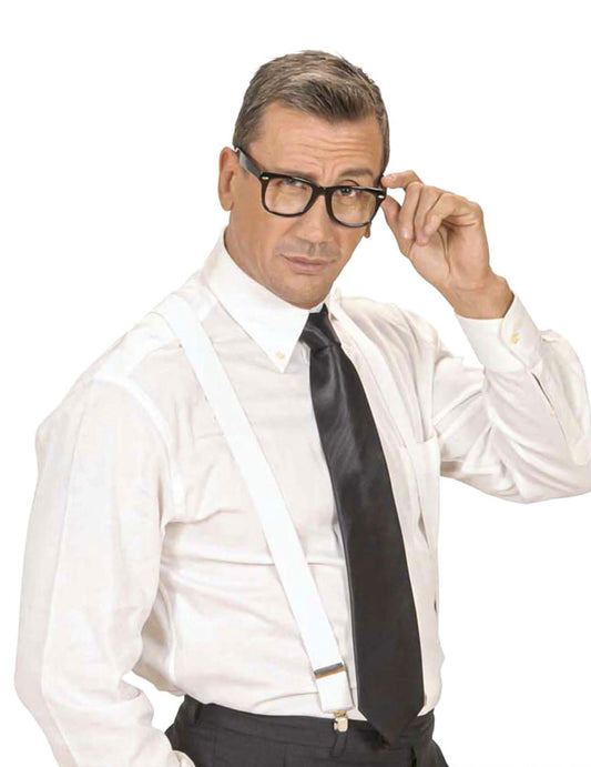 Vue portée des lunettes noires pour adulte à monture épaisse style rétro