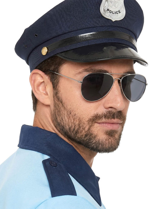 Piloten Sonnenbrille für Erwachsene silberfarben-schwarz