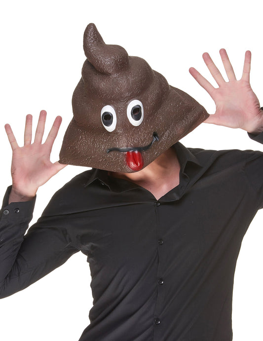 Vue de face du masque en latex Caca pour adulte