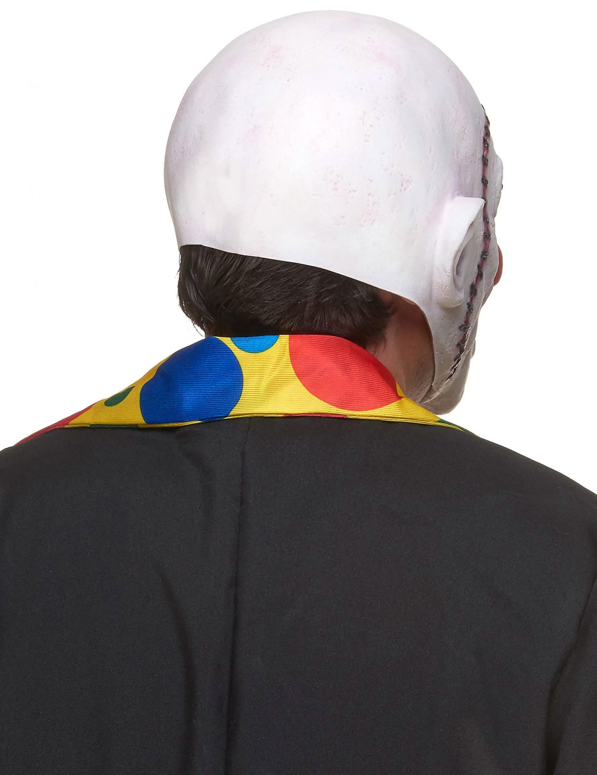 Rückansicht der Latexmaske clown vernähter Schädel