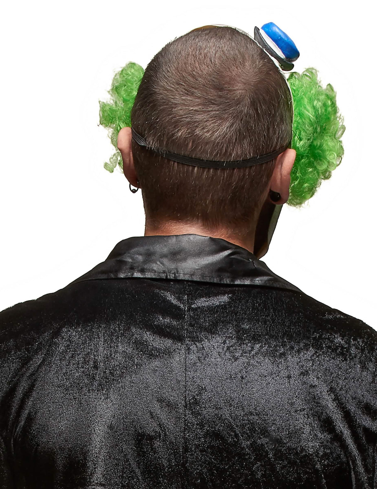 Rückansicht der furchterregenden Clown-Latexmaske