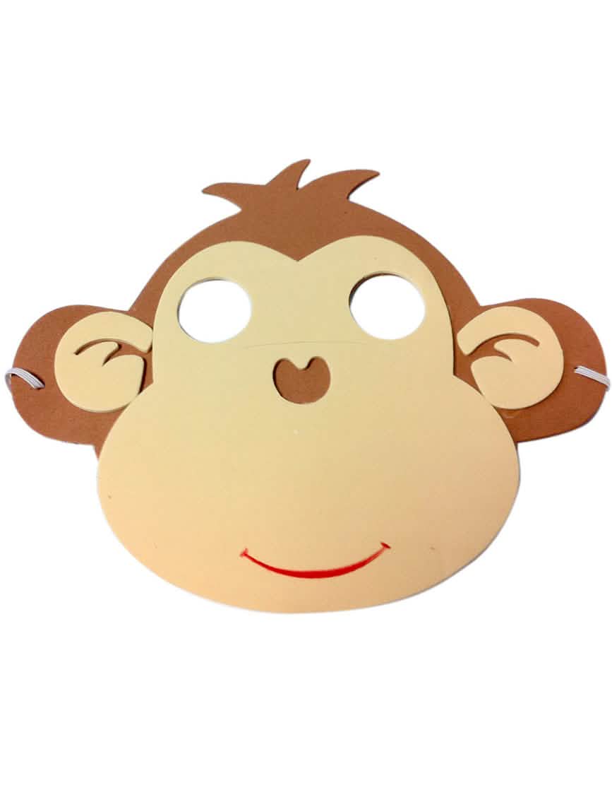 Masque de singe pour enfant marron et beige avec élastique