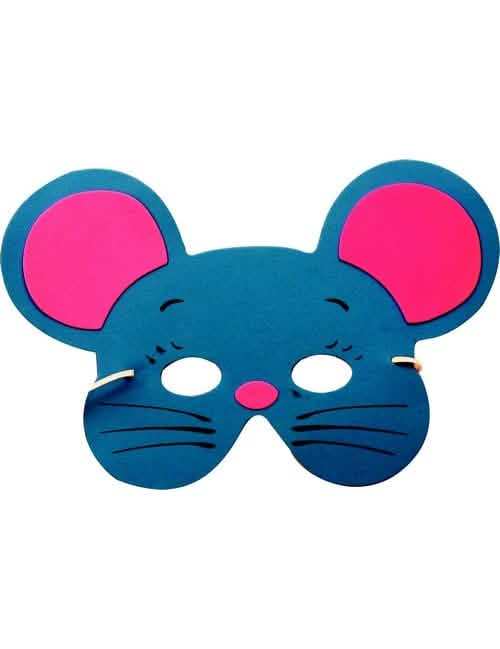 Mäusemaske für Kinder Blau und Rosa, Pink aus Schaumstoff