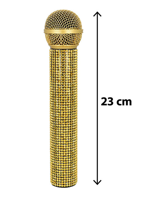 Goldfarbenes Glitzermikrofon 23 cm