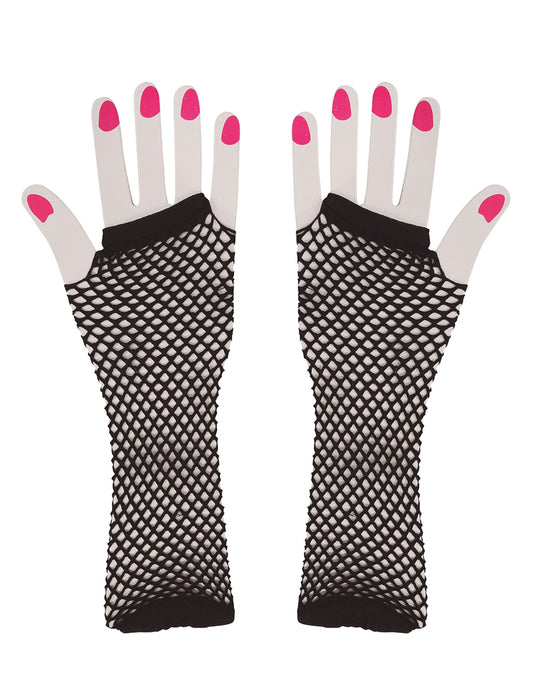 Vue de face des mitaines longues résille pour femme