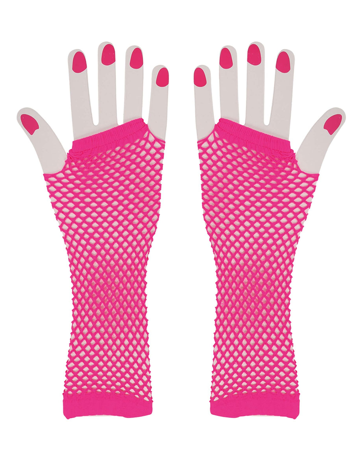 Vue de face de la paire de mitaines longues résille pour femme