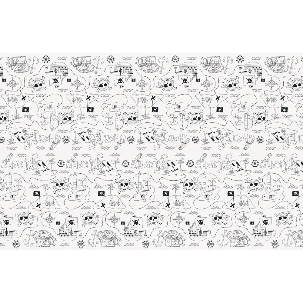 Tischdecke Piraten-Mottoparty Papier 137 x 213 cm weiß-schwarz