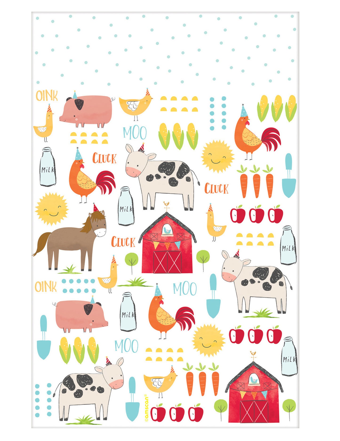 Nappe en plastique à la ferme pour enfant avec décor animaux illustrés multicolores