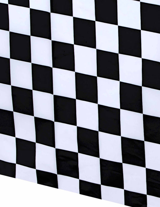 Détail du motif à damier de la nappe en plastique racing pour fête