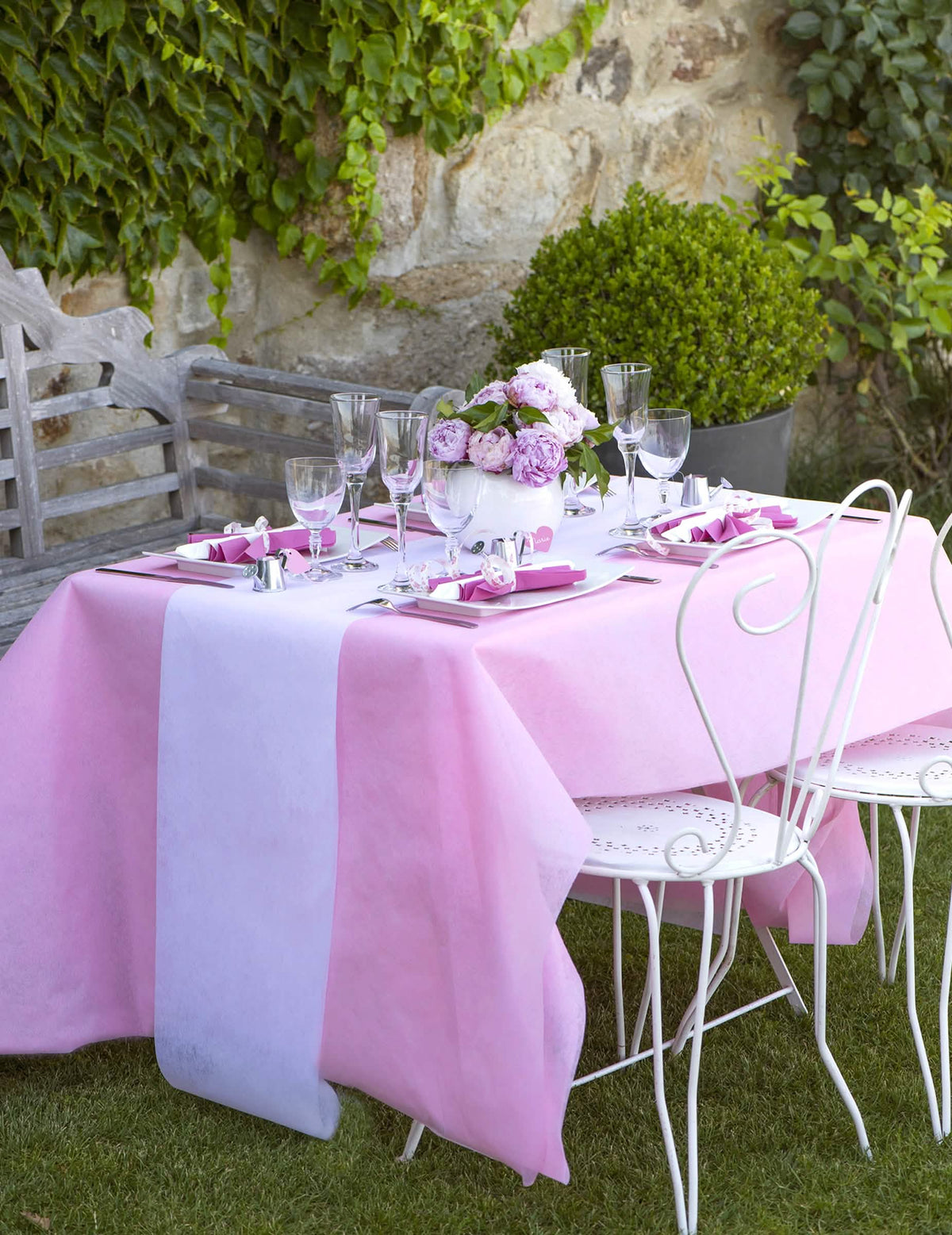 Tischdecke von der Rolle aus Vlies Rosa 10m x 1.20m