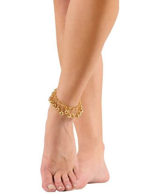 Goldene orientalische Damen-Knöchelkette mit Glöckchen