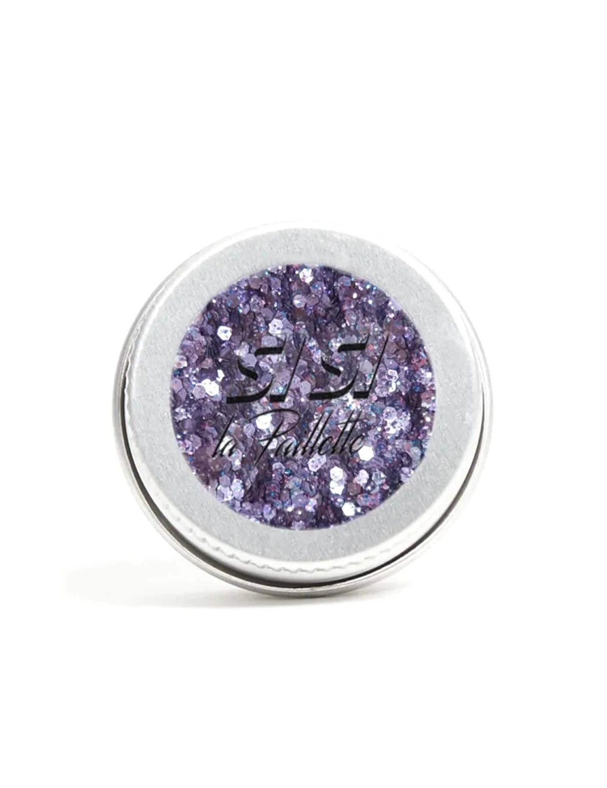 Vue du pot des paillettes biodégradables pluie violette