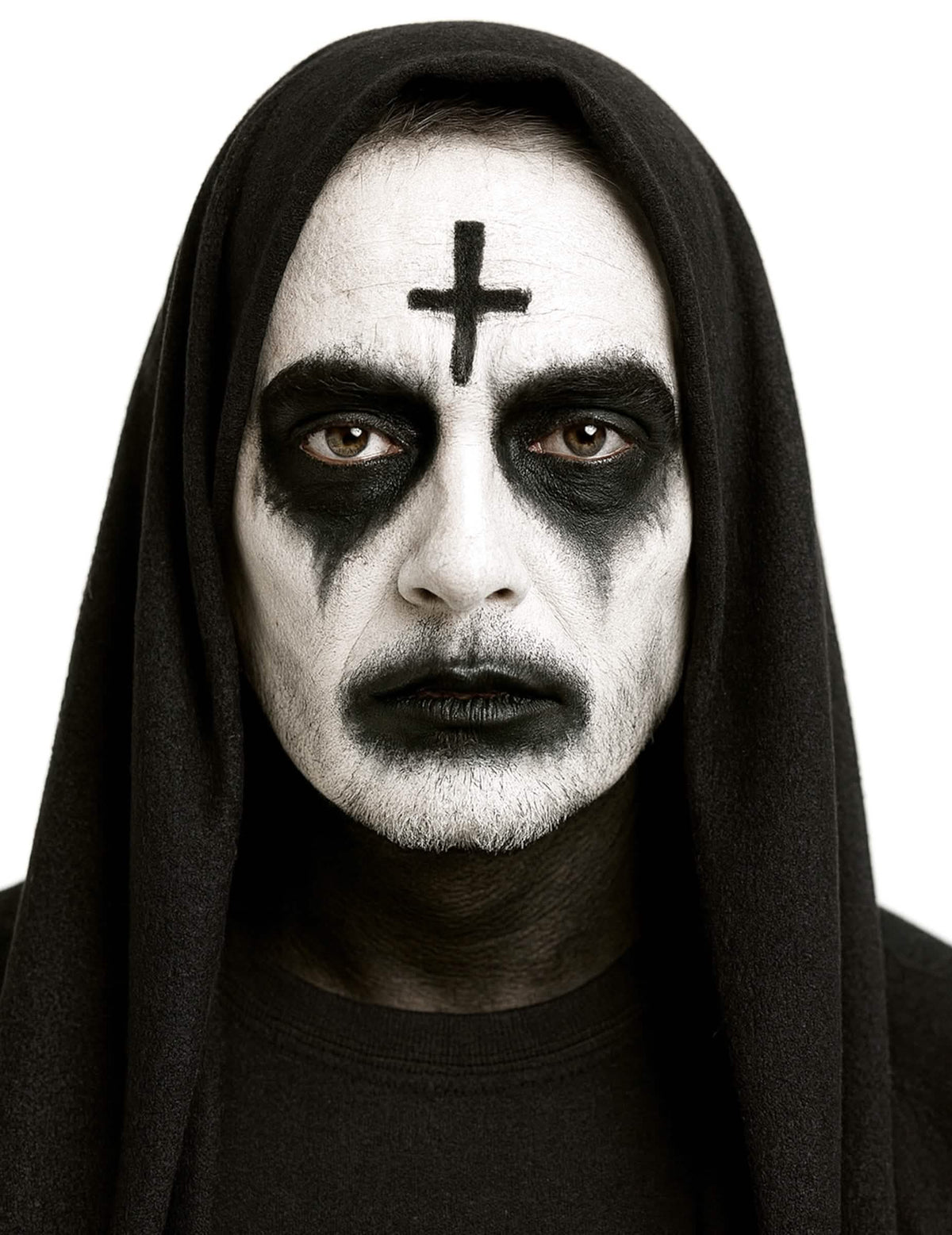 Nahaufnahme auf die Schminke, die mit der Halloween-Schminkpalette Black and White gemacht wurde