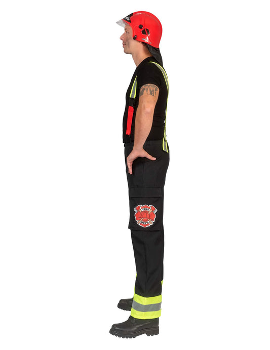 Schwarze Feuerwehrhose mit Hosenträgern für Herren