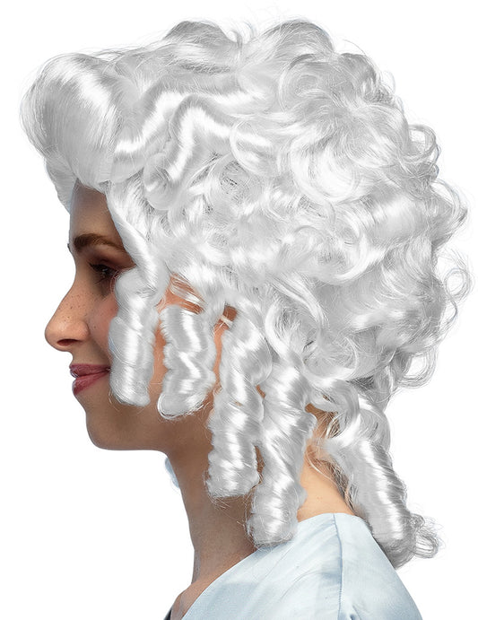 Vue de profil de la perruque baroque pour femme