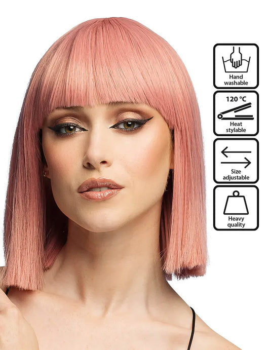 Damen Bob-Perücke pastellrosa Luxe frisierbar
