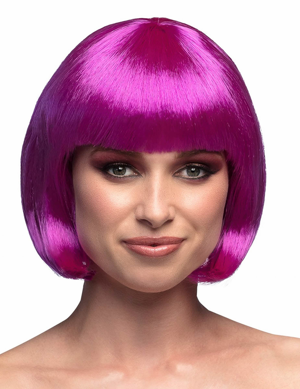 Perruque courte pour femme violette style bob avec frange