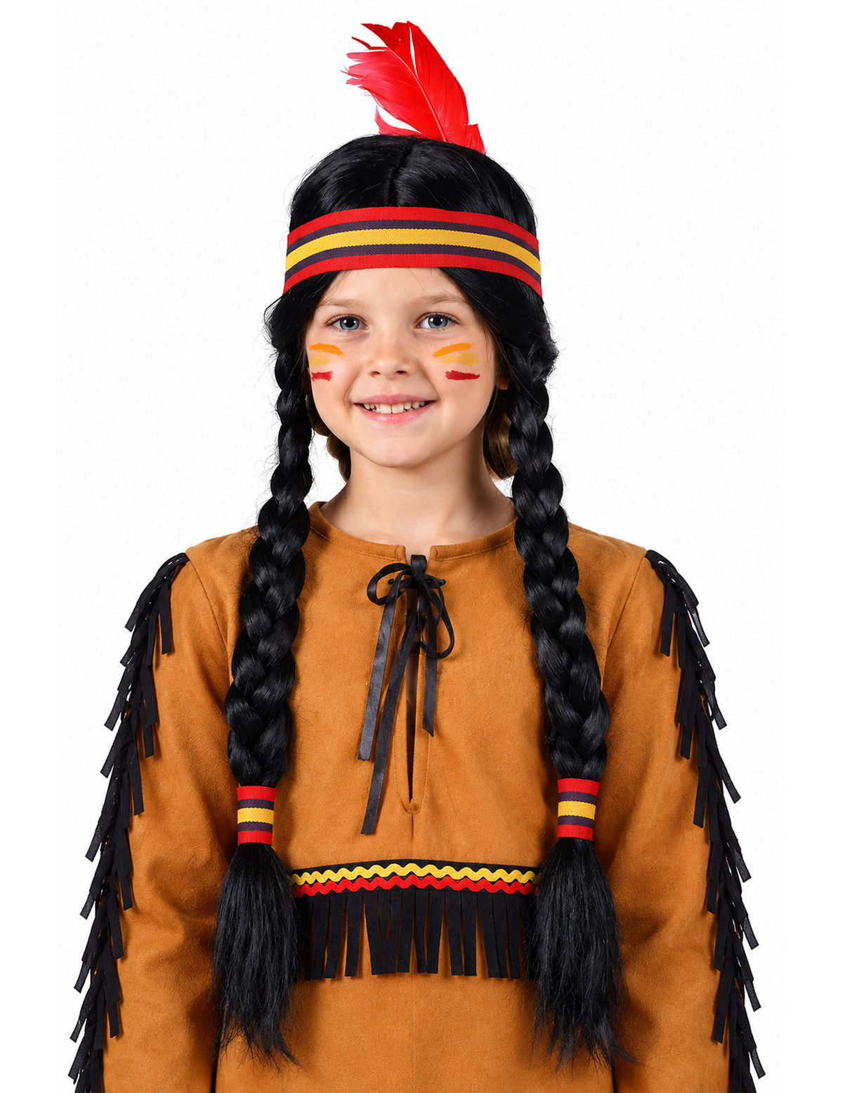 Indianerperücke mit Zöpfen für Kinder