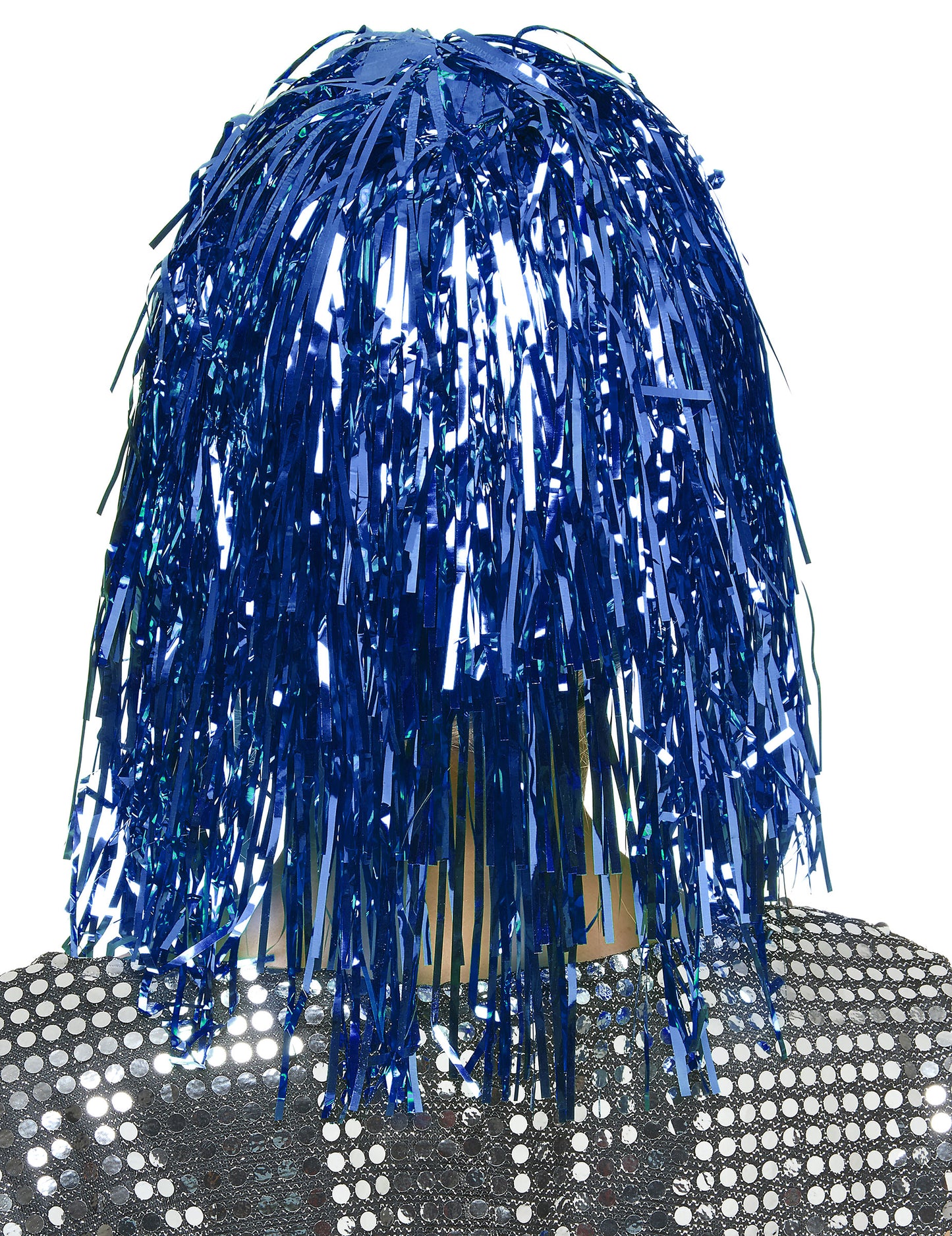 Folienperücke Lametta blau für Damen