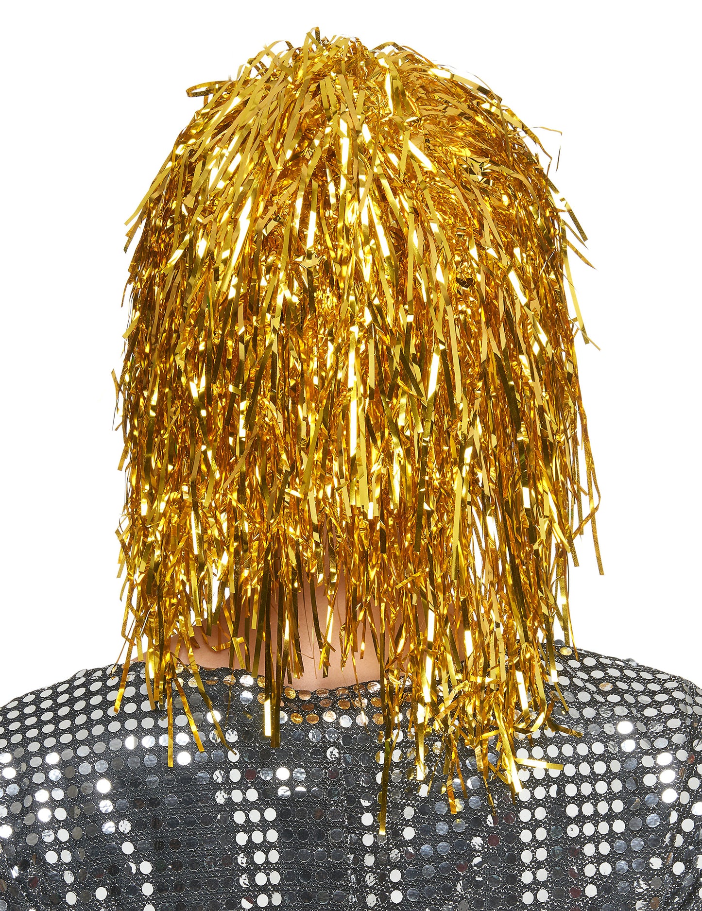 Folienperücke Lametta gold für Damen