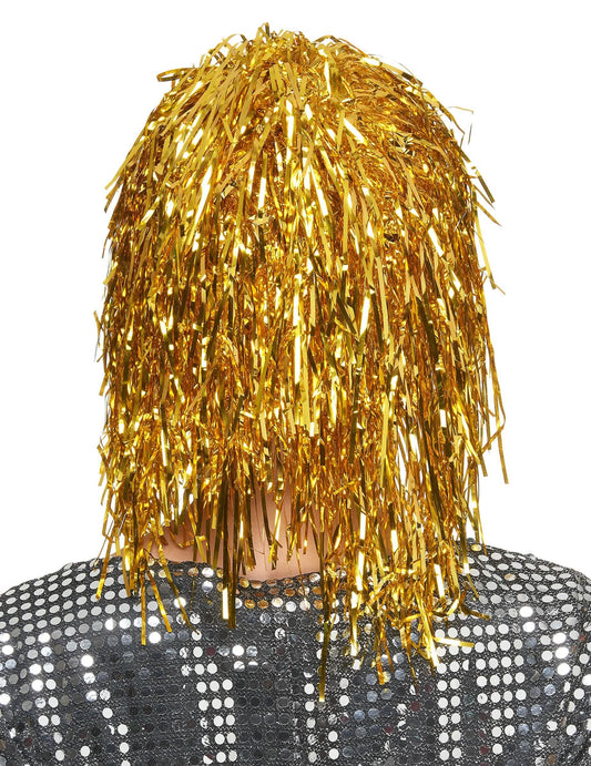 Folienperücke Lametta gold für Damen