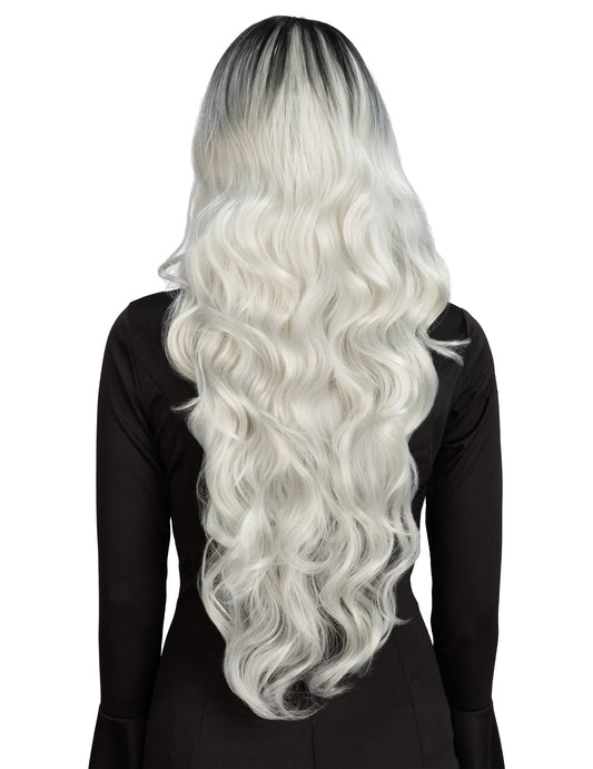 Luxus-Perücke Ombré Schwarz-Weiß für Damen