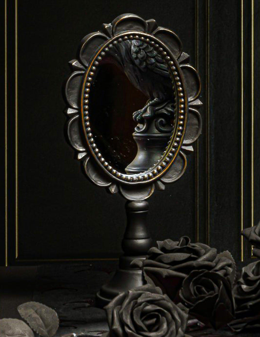 Kleiner Deko-Spiegel Schwarz Barock-Stil 12,3 x 7,3 x 25,5 cm