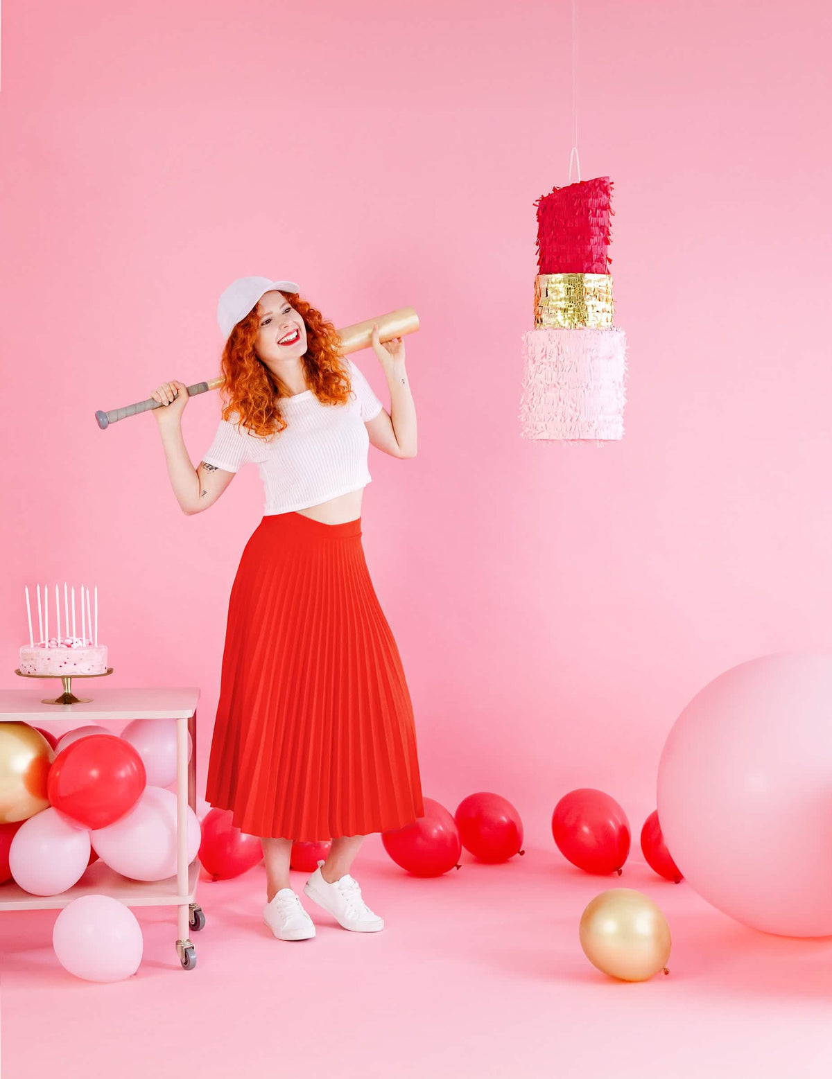 Piñata Lippenstift für Erwachsene Rot Rosa, Pink und doré