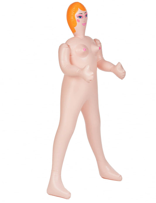 Vue de trois-quart de la poupée gonflable femme pour adulte
