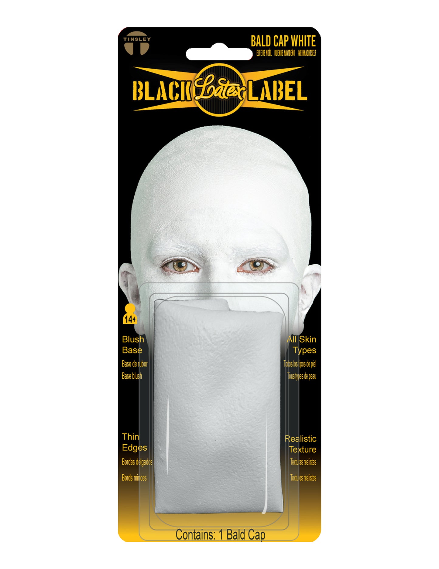 Weiße Glatzenkappe aus Latex - Kostümzubehör