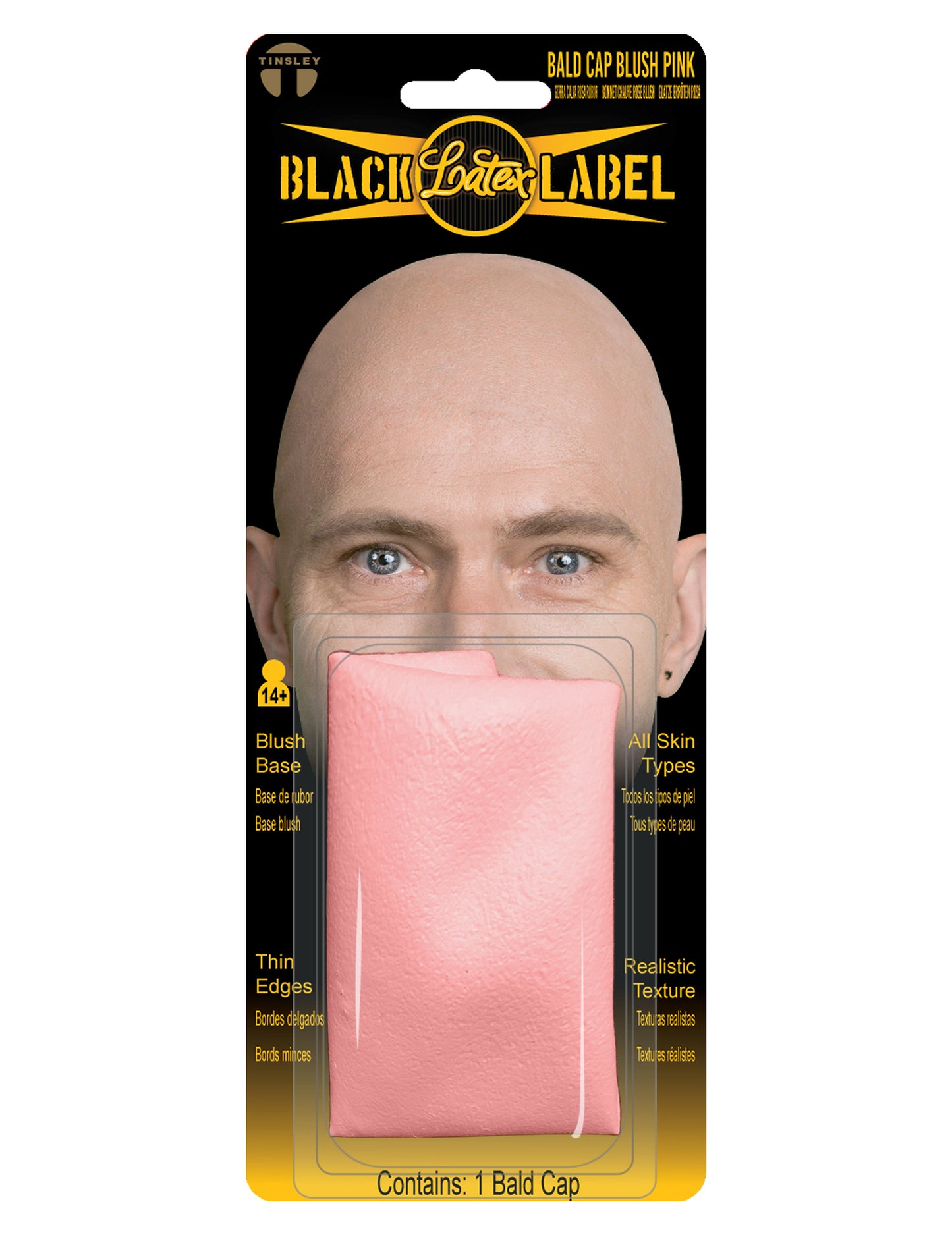 Luxus Glatzenkappe aus Latex in Blassrosa