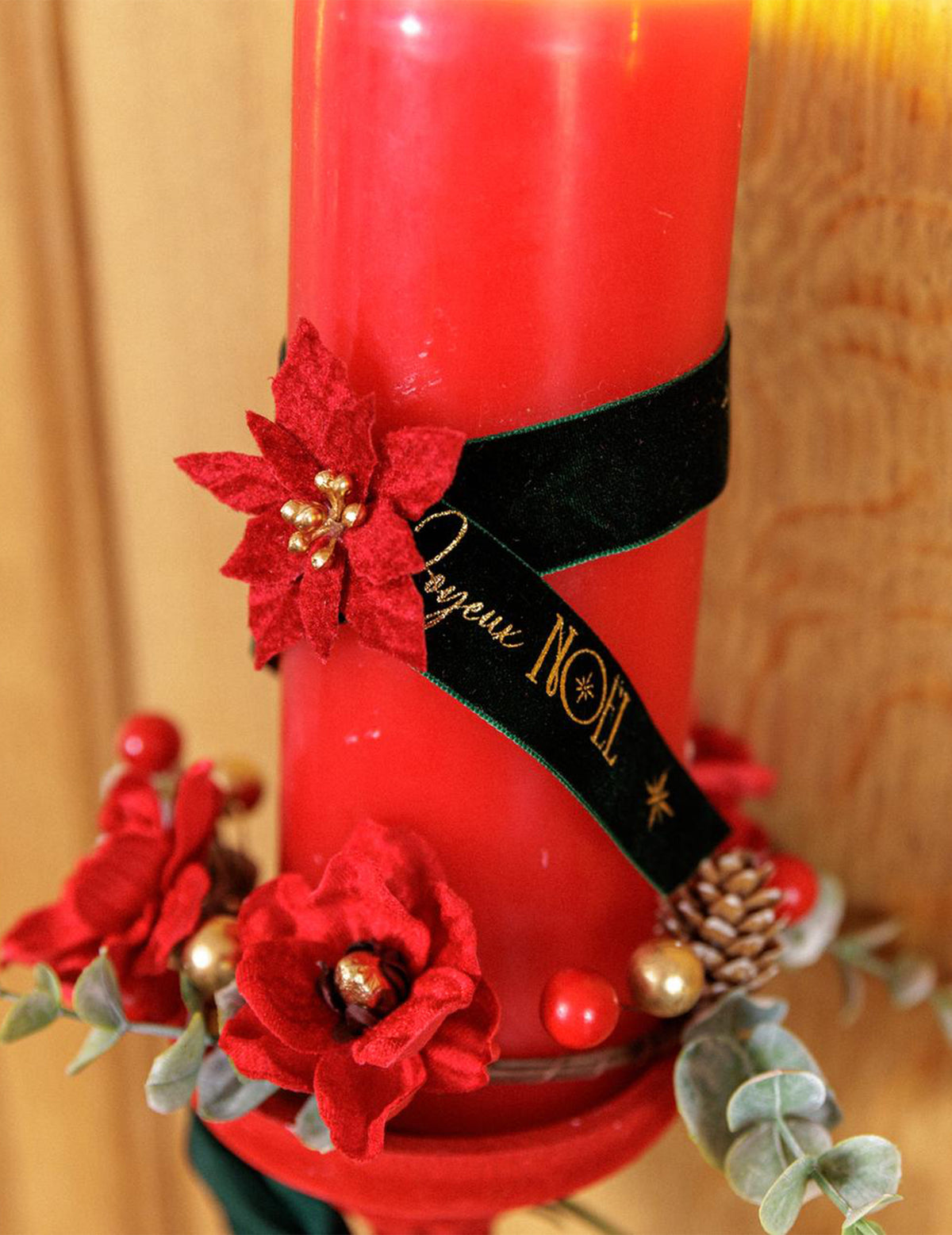 Frohe Weihnachten Samtband, dunkelgrün & gold, 2,5 cm x 3 m