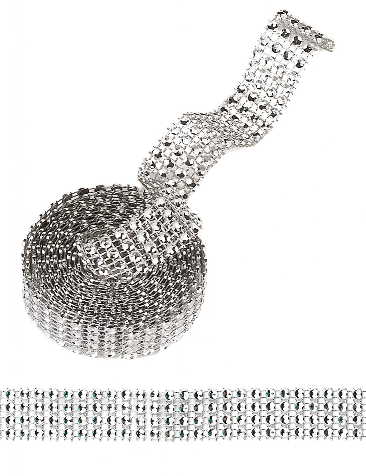 Ruban strass pour décoration de fête argent brillant
