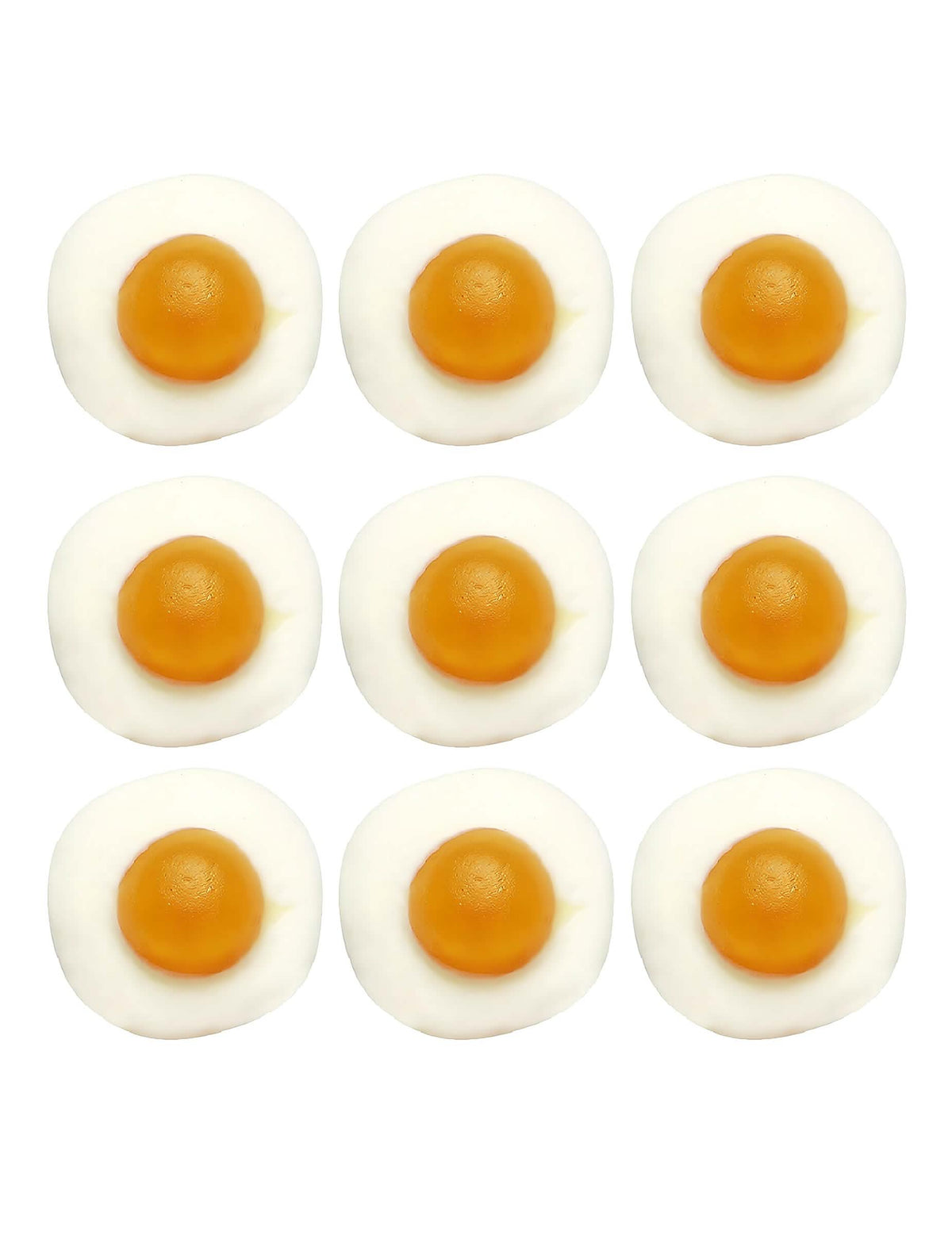 Vue détaillée des bonbons du sachet de bonbons Haribo Oeufs au plat