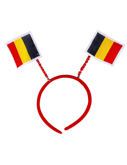 Vue de face du serre-tête supporter drapeaux Belgique
