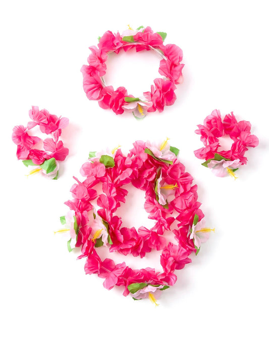 Hawaii Set rosa für Erwachsene