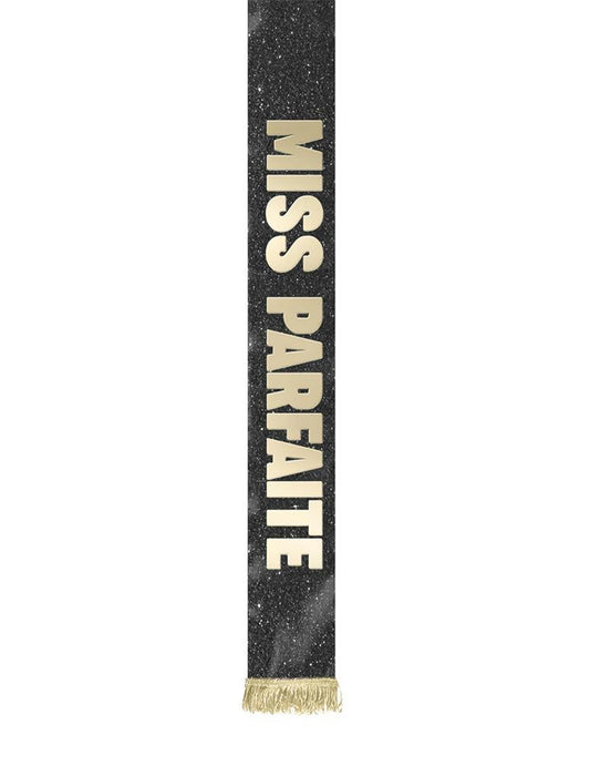 Détail de l'écharpe du set écharpe et diadème Miss Parfaite